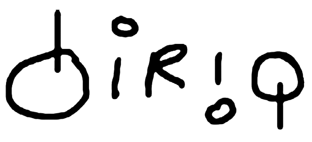 the letters "diriq" written artistically